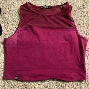 Women sugar & Bruno pink purple magenta crop top dance mesh shirt blouse no size